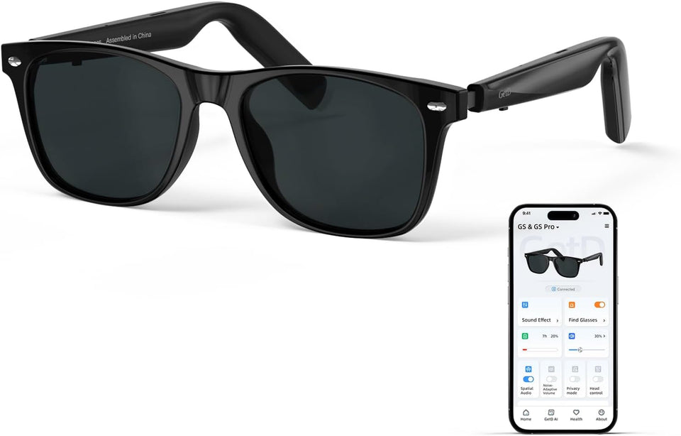 GetD AI Glasses, AI Assistant Powered by ChatGPT, Smart Glasses, Polarised Sunglasses, Bluetooth Smart Sunglasses for Men and Women, 2-in-1 Headphones and Glasses