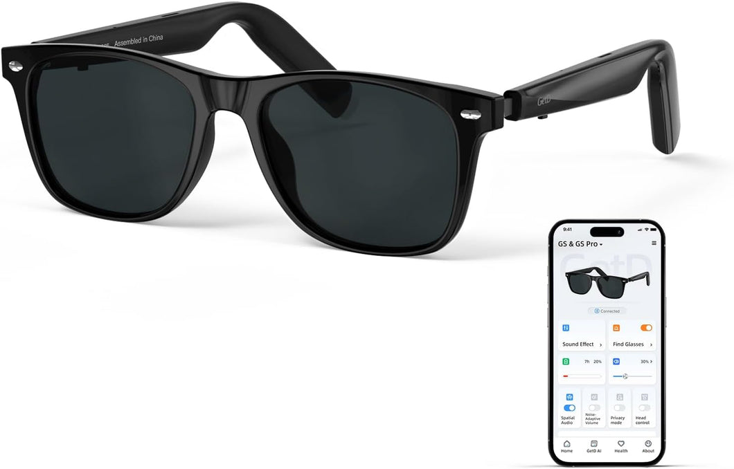 GetD AI Glasses, AI Assistant Powered by ChatGPT, Smart Glasses, Polarised Sunglasses, Bluetooth Smart Sunglasses for Men and Women, 2-in-1 Headphones and Glasses