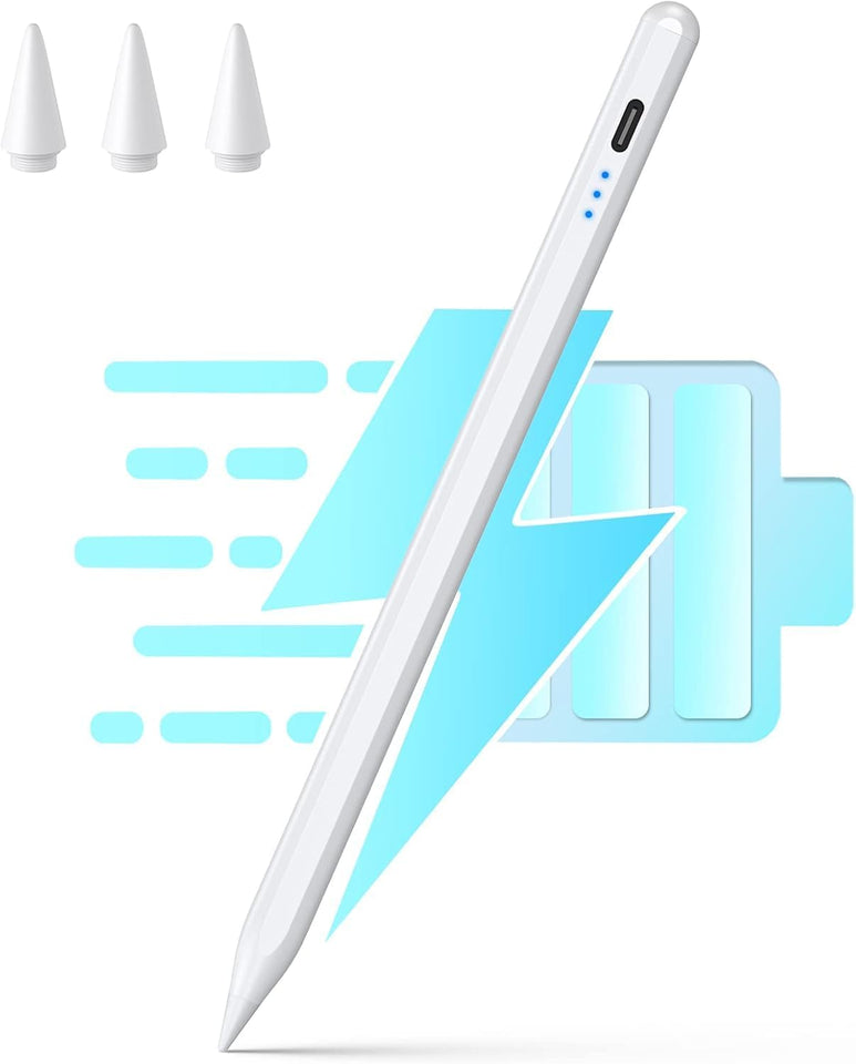 JAMJAKE Stylus Pen for iPad 9th&10th Generation - Tilt Function & 2X Faster Charge Stylus Pencil Compatible with 2018-2022 iPad 10/9/8/7/6th Gen, iPad Air 3/4/5, iPad Mini 5/6, iPad Pro 11"/12.9"