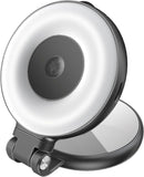 Promate Portable MagSafe-Compatible Selfie Light High-Capacity Rechargeable Battery, Triple LED Modes, Built-In Mirror, 180° Flip,360° Rotation, Extendable Arm, Wide Compatibility, MagHalo-Pro Black