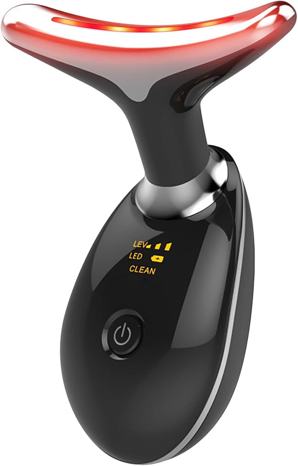 MCSYPOAL 7-in-1 Deplux Face Neck Massager for Skin Tightening, Wrinkle Removal, Anti Aging, Glossy Black