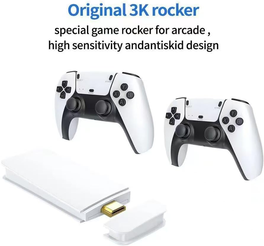 M15 Wireless Retro Game Console Stick, Nostalgia Gaming Stick, Plug & Play TV Video Gaming Stick with 128G SD &Built-in 30000+ Games, 4K HDMI Output,2.4G Wireless Controllers