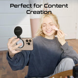Promate Portable MagSafe-Compatible Selfie Light High-Capacity Rechargeable Battery, Triple LED Modes, Built-In Mirror, 180° Flip,360° Rotation, Extendable Arm, Wide Compatibility, MagHalo-Pro Black
