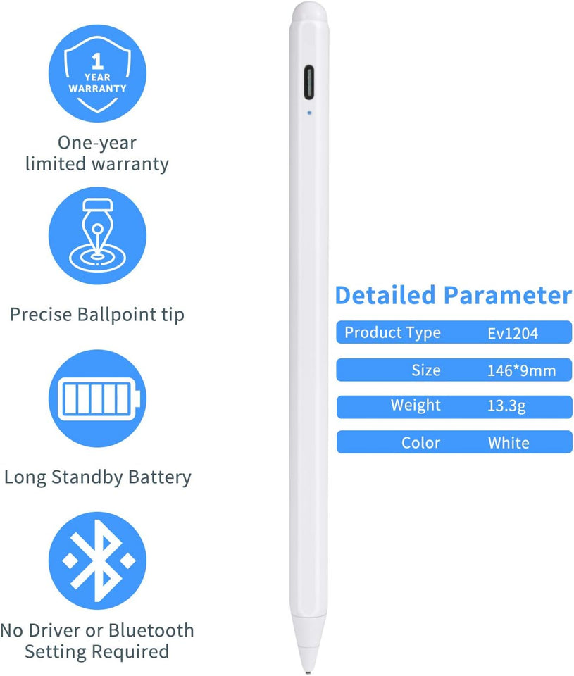 EVACH Stylus Pens for Samsung Galaxy Tab A9+/A8/A7 Pencil, Capacitive High Sensitivity Digital Pencil with 1.5mm Ultra Fine Tip Stylus Pencil for Samsung Galaxy Tab A9+/A8/A7 Pen, White