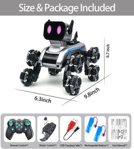 Robot Dog Toy Remote Control Car for Kids 8 Wheels Hand Controlled RC Stunt Car Toys for Boys Age 6 7 8 9 10 11 12 13 Year