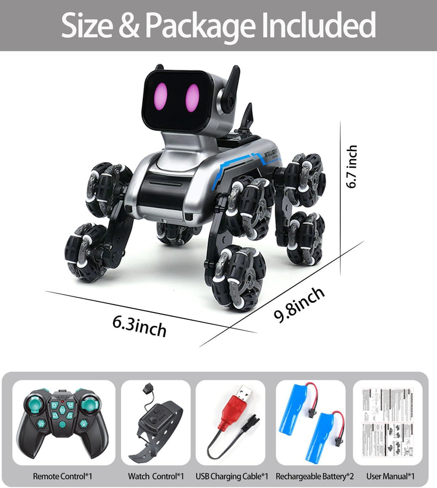 Robot Dog Toy Remote Control Car for Kids 8 Wheels Hand Controlled RC Stunt Car Toys for Boys Age 6 7 8 9 10 11 12 13 Year