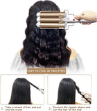 Three Barrel Hair Waver 25MM Big Wave Hair Curling Iron Wand with Two Speed Temperature Control, Ceramic Tourmaline Triple Barrels, Dual Voltage Crimp
