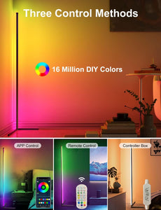 Corner Floor Lamp,ColorChanging LED Floor Lamp with Music Sync,Modern Mood Lighting Corner Lamp withRemote & App Control, Creative DIY Mode & Timing,RGB Floor Lamp forLiving Room Gaming Room (49")