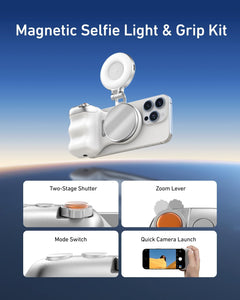 TELESIN Magnetic Phone Camera Grip + Magnetic Selfie Light Bundle