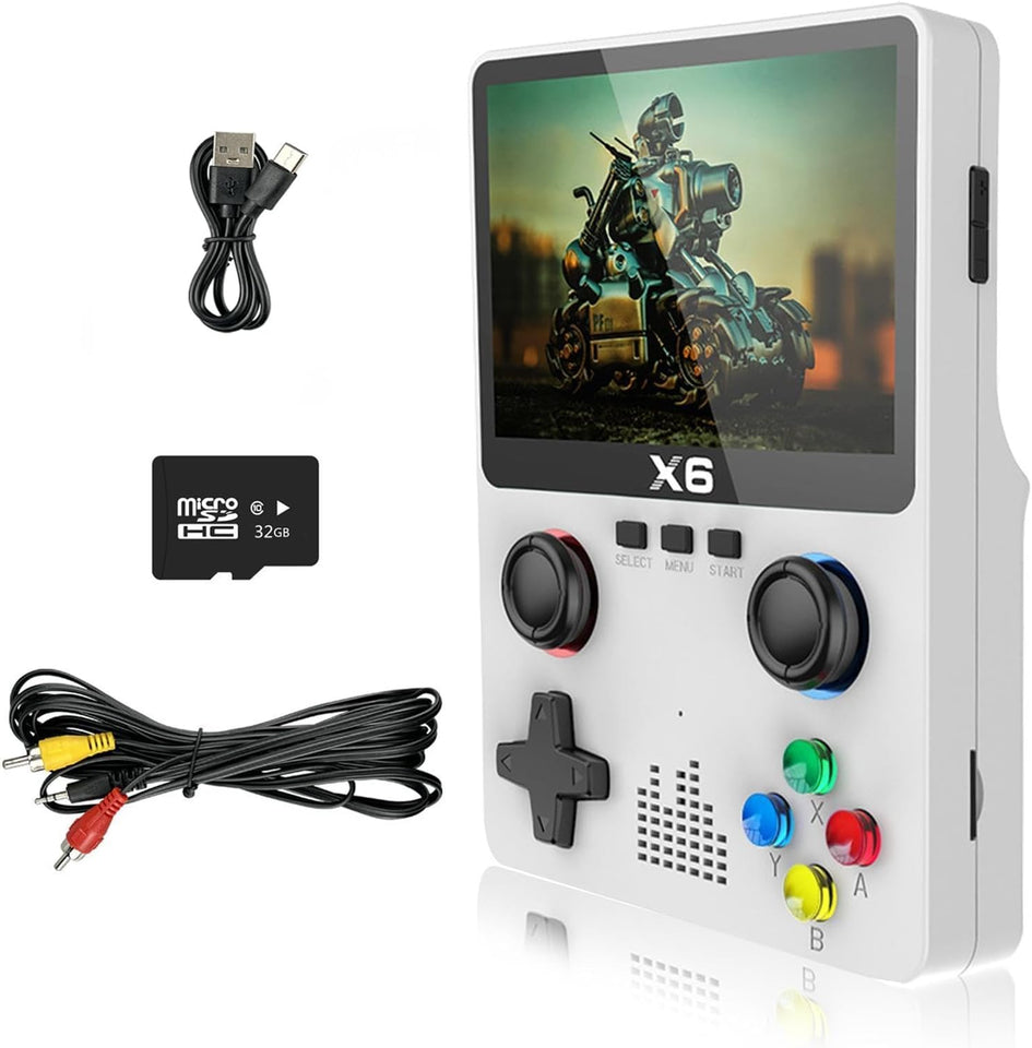 Retro Handheld Game Console Support 10+ emulators, Portable Retro Game Console 3.5 inch Screen with 32G Card 10000+ Classic Games Support TV Output(White)