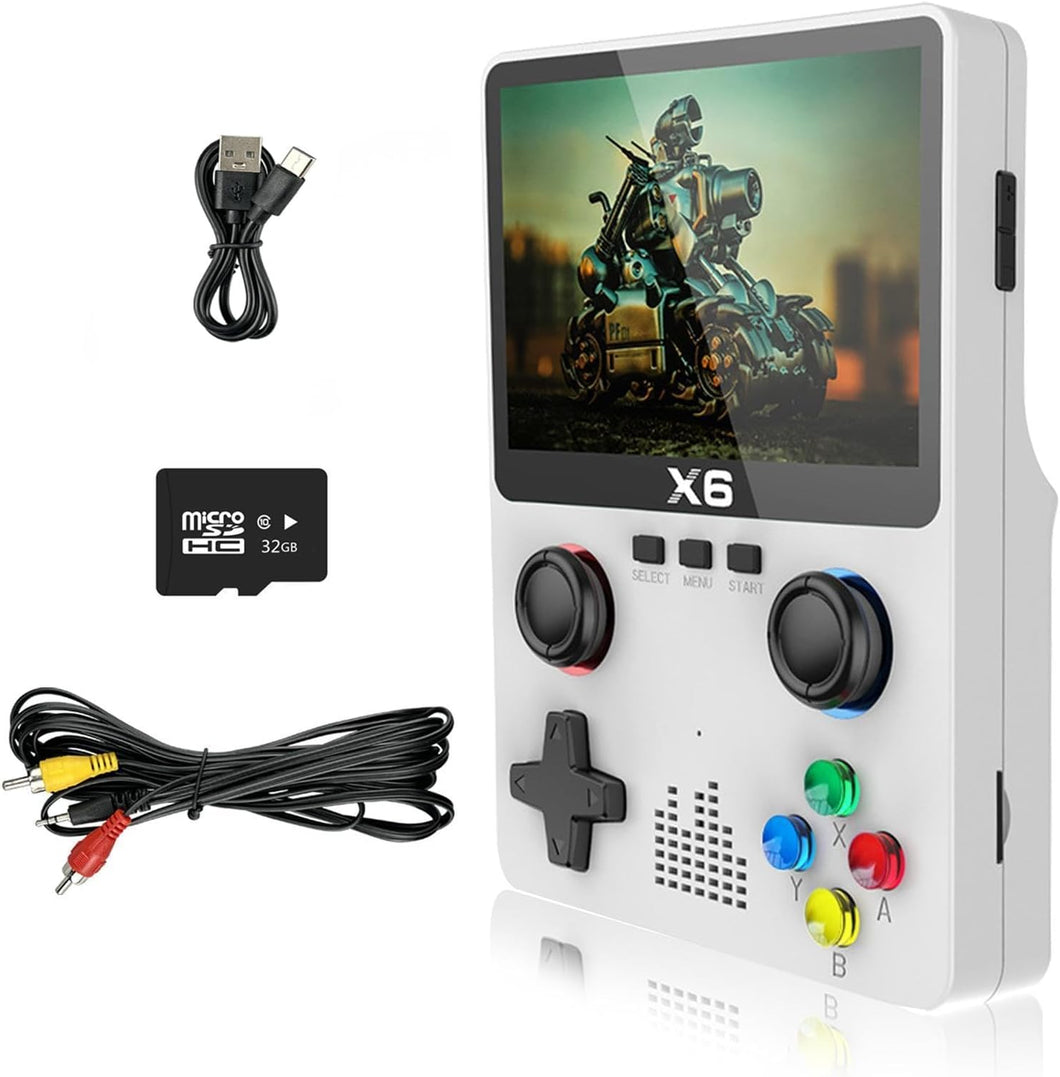 Retro Handheld Game Console Support 10+ emulators, Portable Retro Game Console 3.5 inch Screen with 32G Card 10000+ Classic Games Support TV Output(White)