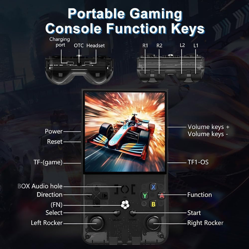 R36MAX Upgraded Retro Gaming Console,4.0 inch IPS Screen,Linux System with Professional RK3326 Gaming Chip, Retro Handheld Game Console Built-in 18000+ Games,4000mAh Large Battery (Elegant black)
