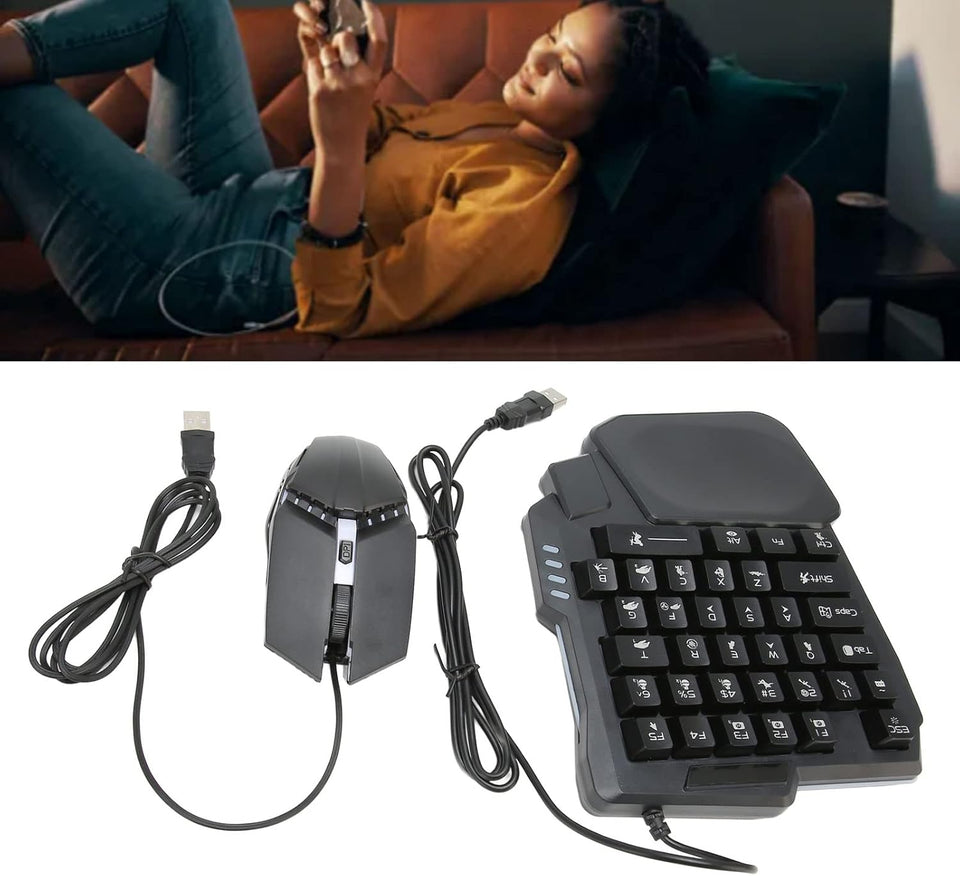 Bewinner Half Hand Gaming Keyboard and Mouse Combo, 4 in 1 Mobile Game Combo Pack, Mobile Gamepad Controller, One Handed Gaming Keyboard, Mouse Converter, Adjustable Phone Stand, 03NUPGTBVW
