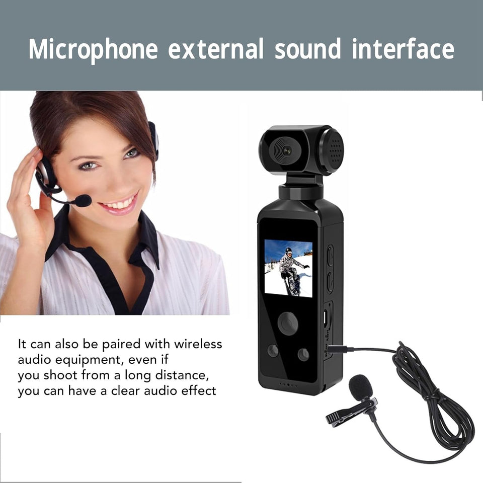 Yosoo 4K HD Mini Action Camera with WiFi and Microphone for Outdoor Adventures, Handheld Action Camera WiFi Enabled Pocket Camcorder 4K HD 270° Rotatable for Filming Video