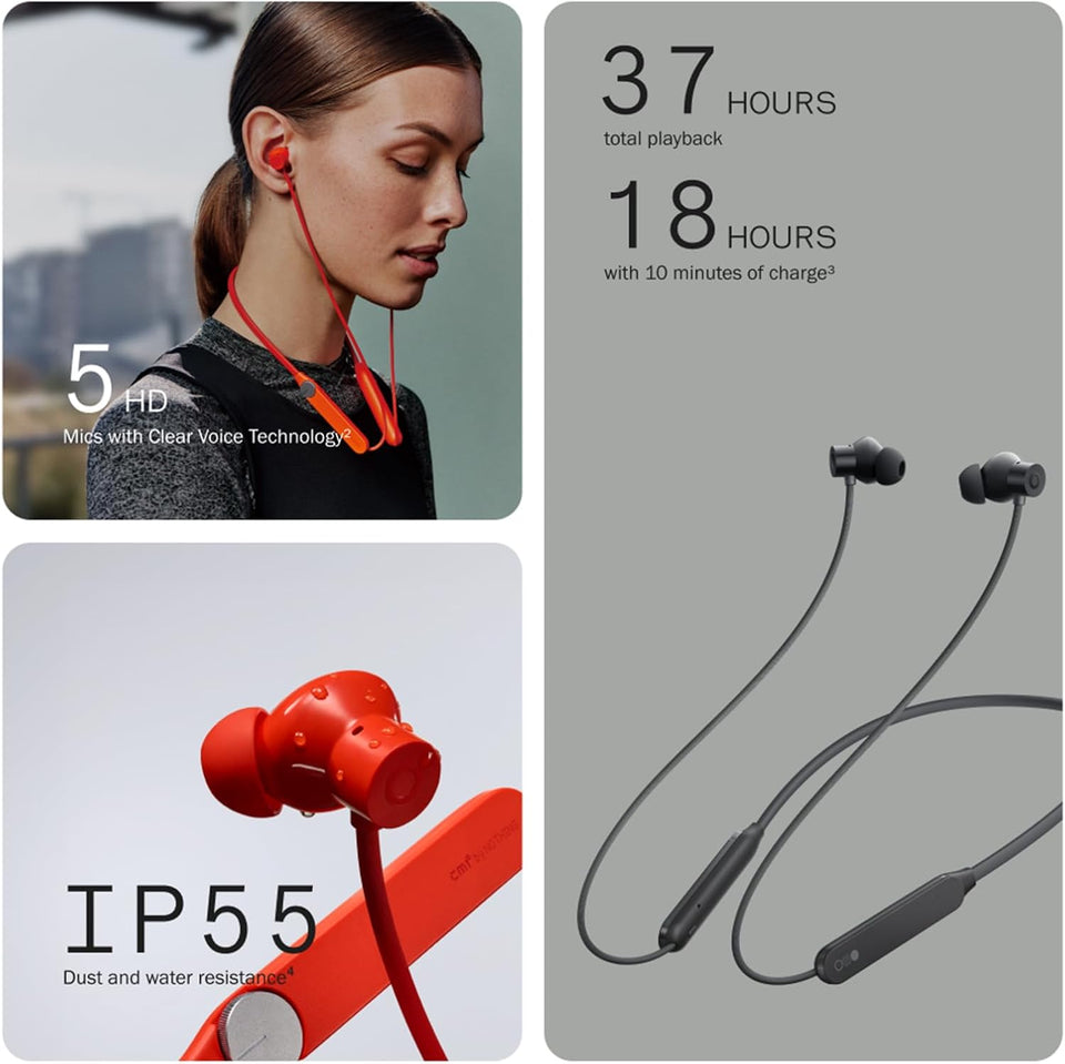 CMF BY NOTHING Neckband Pro Bluetooth Headphones,50dB Hybrid Active Noise Cancelling Earbuds with 5 HD Mics,IP55 BT5.3 37Hours Long Play time Dual Device Connection Neckband Headphones-Orange