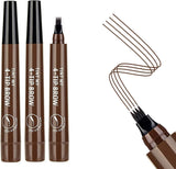 Eyebrow Pen Dark Brown，3 Pcs Waterproof 4 Point Eyebrow Pencil, with a Micro-Fork Tip Applicator Creates Natural Looking Brows Effortlessly, Stays on 24H (Dark Brown)