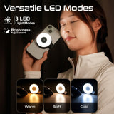 Promate Portable MagSafe-Compatible Selfie Light High-Capacity Rechargeable Battery, Triple LED Modes, Built-In Mirror, 180° Flip,360° Rotation, Extendable Arm, Wide Compatibility, MagHalo-Pro Black