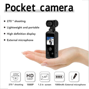 Yosoo 4K HD Mini Action Camera with WiFi and Microphone for Outdoor Adventures, Handheld Action Camera WiFi Enabled Pocket Camcorder 4K HD 270° Rotatable for Filming Video