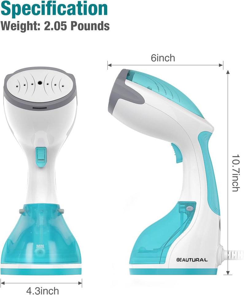 BEAUTURAL Handheld Garment Steamer with Removable Water Tank (1200W,260ml Tank)