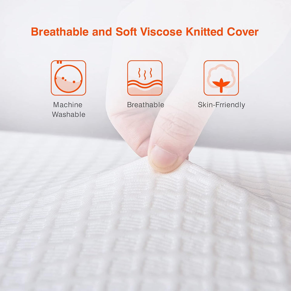 Sweetnight Pillows Memory Foam Pillow - Anti Snore Contour Cervical Cooling Bed Pillows for Night Sweats with Washable Pillow case 60 X 40cm, White