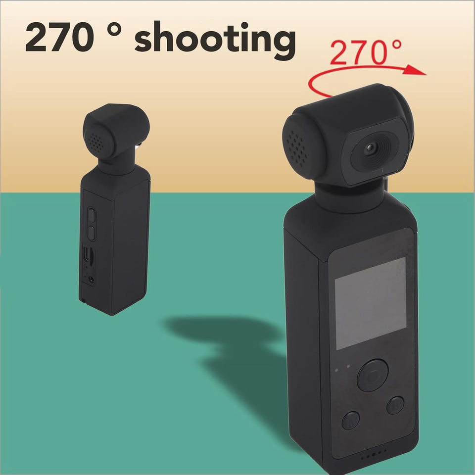 Yosoo 4K HD Mini Action Camera with WiFi and Microphone for Outdoor Adventures, Handheld Action Camera WiFi Enabled Pocket Camcorder 4K HD 270° Rotatable for Filming Video