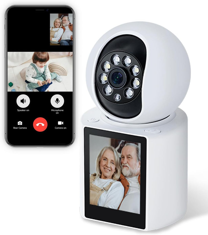 INSEETECH 2K Two-Way Video Calling Indoor Camera with 2.8-Inch IPS Screen, Baby/Elder/Dog/Pet Camera with Phone App, Smart Voice & One-Button Call, Human/Sound/Crying Detection, Color/IR Night Vision