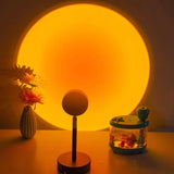 Balkwan Sunset Lamp Projection Rotation Rainbow Lamp Led Romantic Visual Led Light Network Red Light with USB Modern Floor Stand Night Light Living Room Bedroom Decor (Sunset Red)
