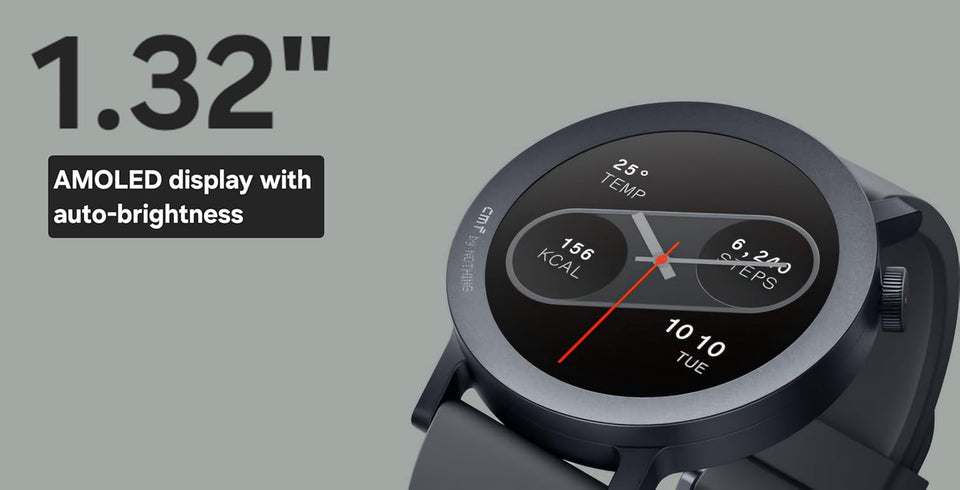 CMF BY NOTHING Watch Pro 2, 1.32" AMOLED, Auto-Brightness,Gesture Control, 3D Warmup Wuide, GPS Smartwatch (Dark Grey)