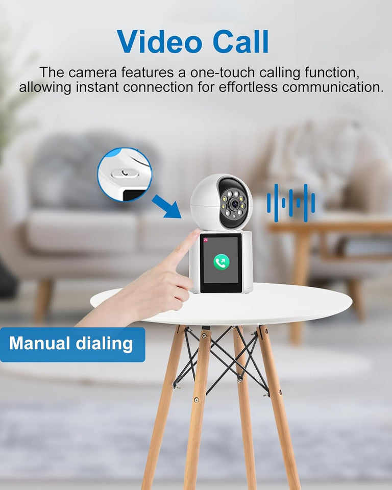 INSEETECH 2K Two-Way Video Calling Indoor Camera with 2.8-Inch IPS Screen, Baby/Elder/Dog/Pet Camera with Phone App, Smart Voice & One-Button Call, Human/Sound/Crying Detection, Color/IR Night Vision