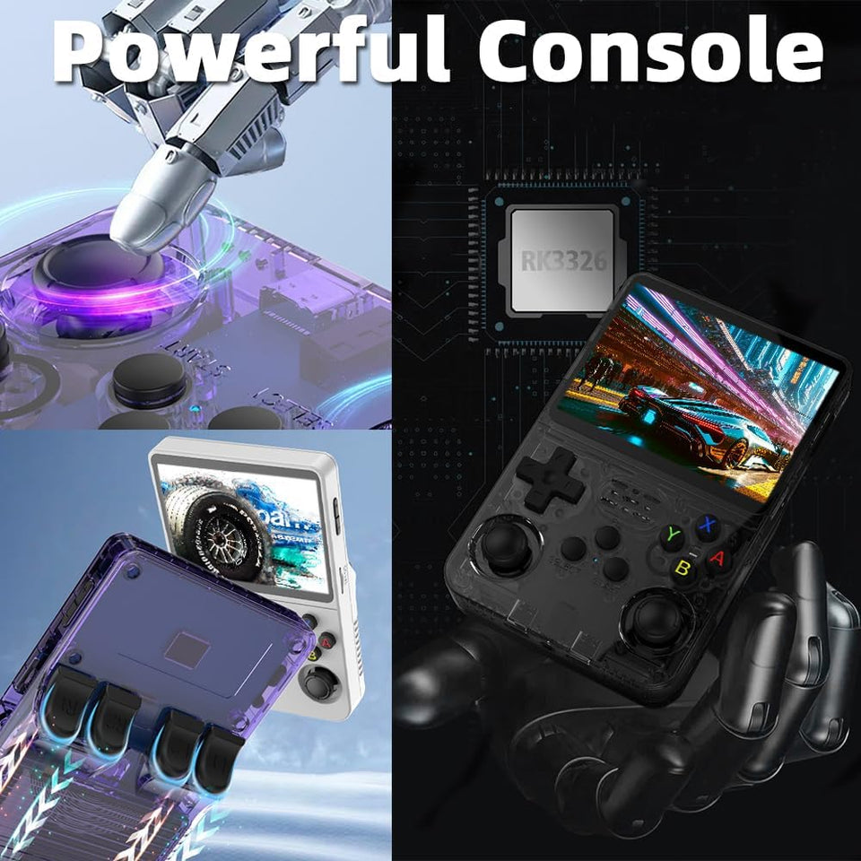 EWDGOES R36S Handheld Game Console 3.5 inch Preinstalled Emulator System Transparent Purple 32GB+64GB