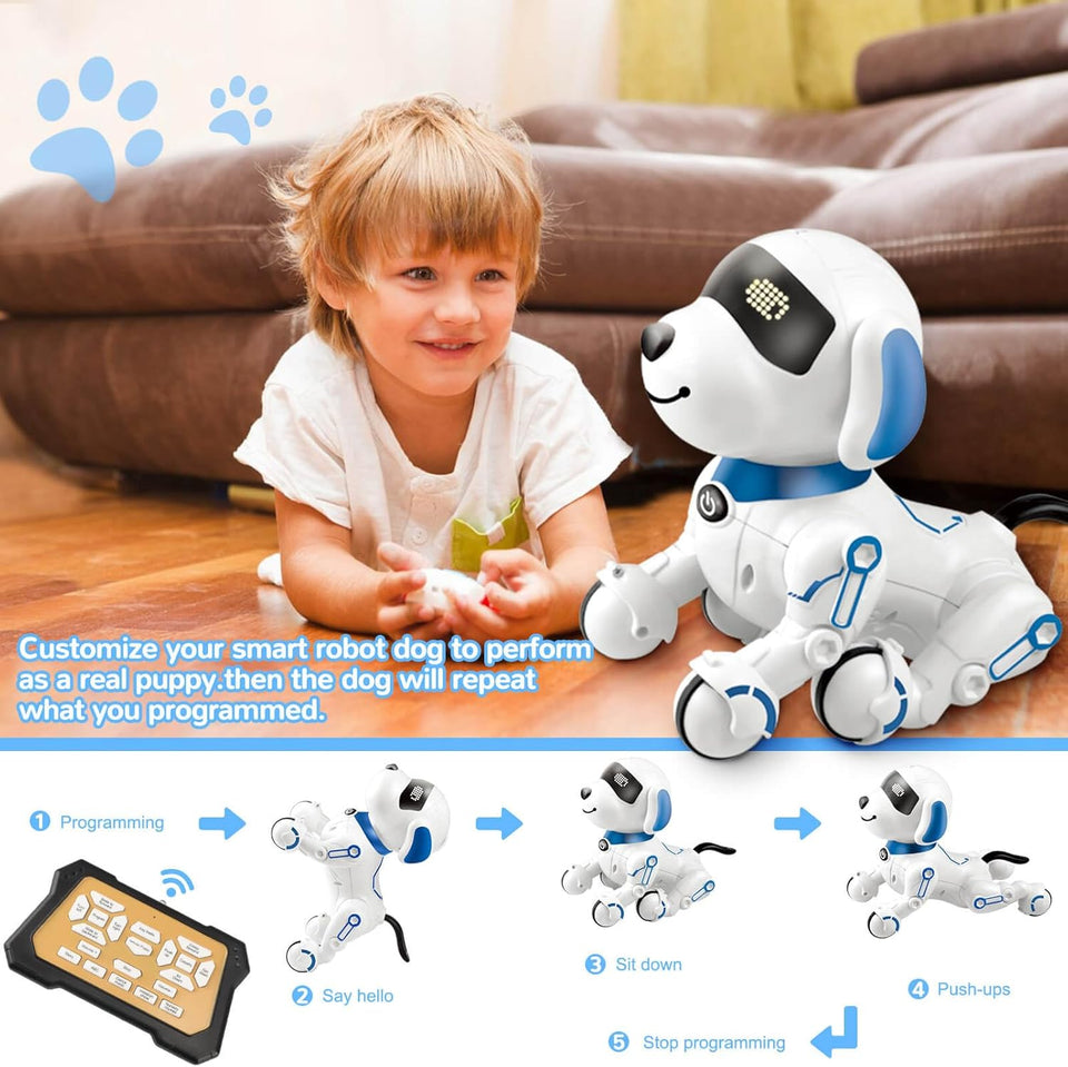 Britik Robot Dog Toys for Kids 8 9 10 11 12, Remote Control Dogs, Robot Dog for Kids 8-12, Pet Robotic, Electric Dog Toy, Robotic Dogs, Toys for 5 6 7 8 9 10 11 12 Years Old Boys Girls, Blue, Y878