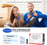 TIANHOO Wireless Controller for PS4, with Vibration Feedback, Motion Sensing, Touchpad, Light Bar, Share, Speaker, 3.5mm Headphone Jack (Blue)