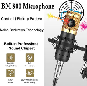 ALPOWL Podcast Equipment Bundle, Audio Interface with All in One Live Sound Card and Condenser Microphone, Perfect for Recording, Broadcasting, Live Streaming (Gold)