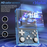 R36plus Retro Handheld Game Console 4.0 inch IPS Screen , Portable emulators Built-in 64G Card 26+ emulators ，preinstalled 15000+ Game（Transparent Black）