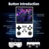 R36MAX Retro Handheld Game Console, 4.0 Inch IPS Screen, 64GB Memory, Portable Arcade Video Gaming Console Gift for Adults, Light White
