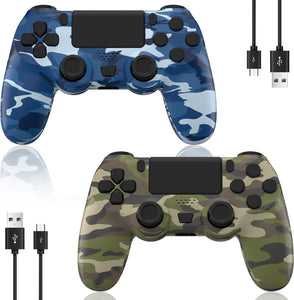 2 Pack Wireless PS4 Controller for PlayStation 4/Slim/Pro with 1000mah Battery/Dual Vibration/Audio Jack/6-axis Motion Sensor(Camouflage Green and Camouflage Blue)