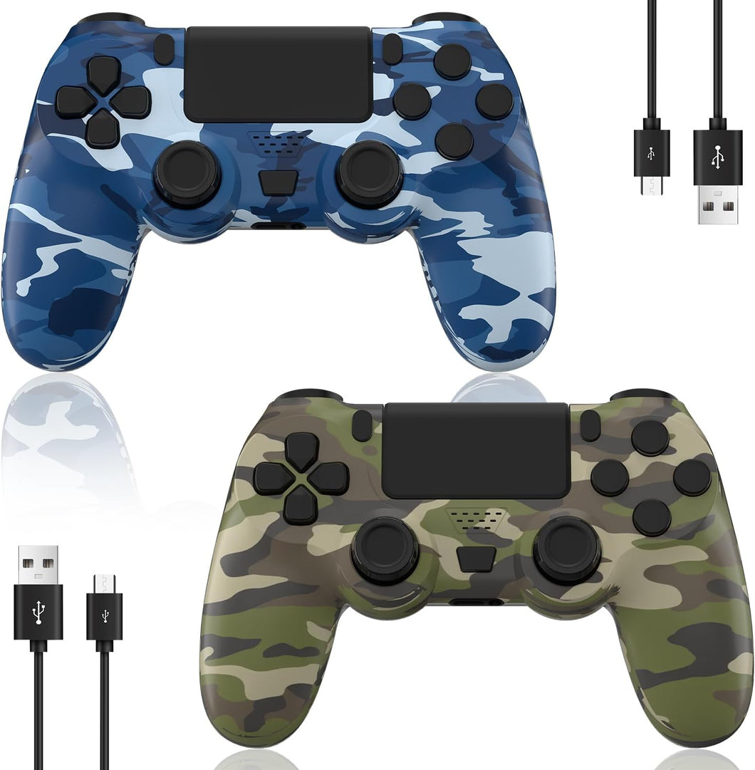 2 Pack Wireless PS4 Controller for PlayStation 4/Slim/Pro with 1000mah Battery/Dual Vibration/Audio Jack/6-axis Motion Sensor(Camouflage Green and Camouflage Blue)