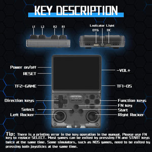 FHYRGF[30000 in 1 R40S PRO Handheld Game Console 3.5 inch IPS Screen Mini Retro Console 3800mAh Portable Pocket Arcade 12+ Mainstream Emulator 256G TF Card Transparent.(Black)