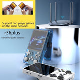 R36plus Retro Handheld Game Console 4.0 inch IPS Screen , Portable emulators Built-in 64G Card 26+ emulators ，preinstalled 15000+ Game（Transparent Black）
