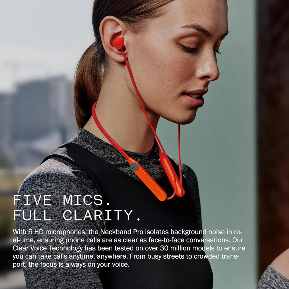 CMF BY NOTHING Neckband Pro Bluetooth Headphones,50dB Hybrid Active Noise Cancelling Earbuds with 5 HD Mics,IP55 BT5.3 37Hours Long Play time Dual Device Connection Neckband Headphones-Orange