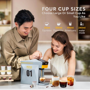 HAILASRE Multifunctional 4 in 1 Espresso Coffee Machine, 19 Bar, for NES-presso Original/lor/Dolce Gusto/Ground Coffee Capsules Small Automatic Capsule Coffee Machine(Gray)