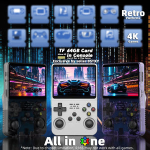 EWDGOES R36S Handheld Game Console 3.5 inch Preinstalled Emulator System Transparent Purple 32GB+64GB