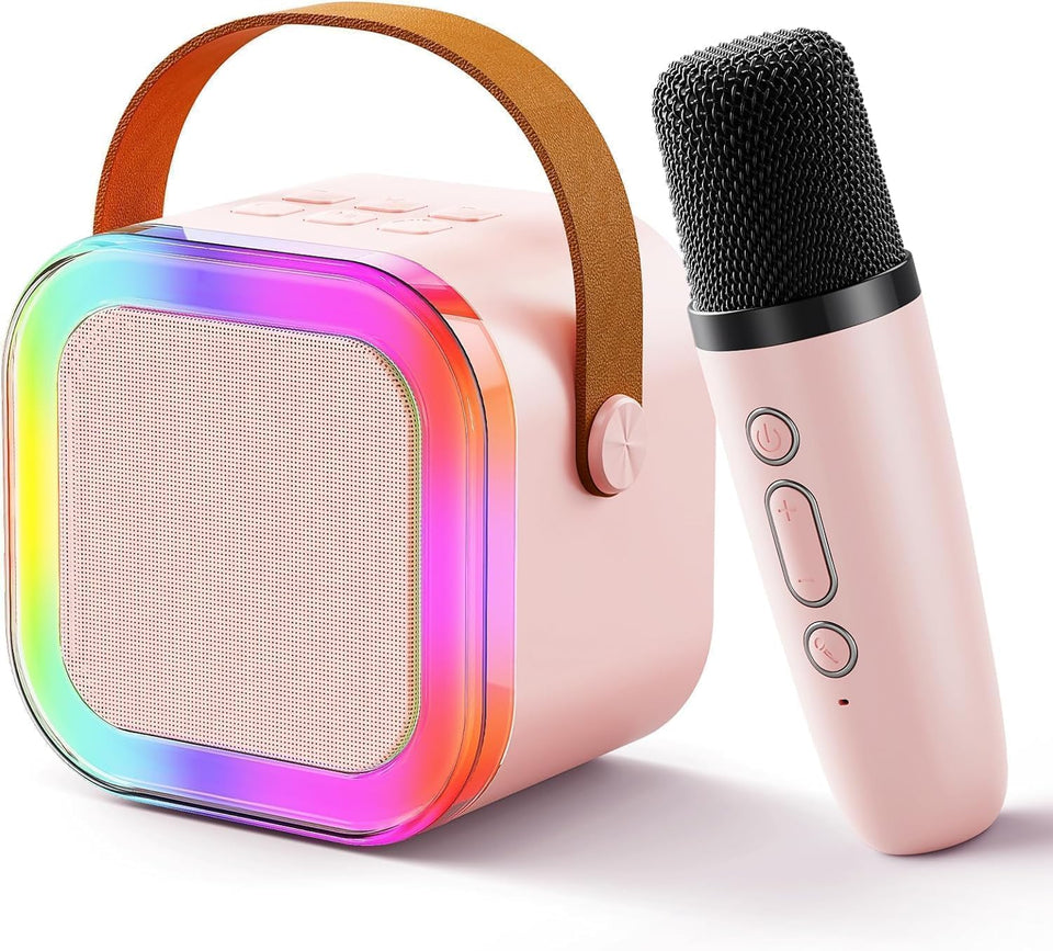 VARNI Fashion Nail Drill Kids Adults with Wireless Mics Portable Karaoke Bluetooth Speaker & Dynamic Lights Birthday Gift for Girls, Boys & Toddlers Ages 4,5,6,7,8,9,10,12+ Year Old (Multi)