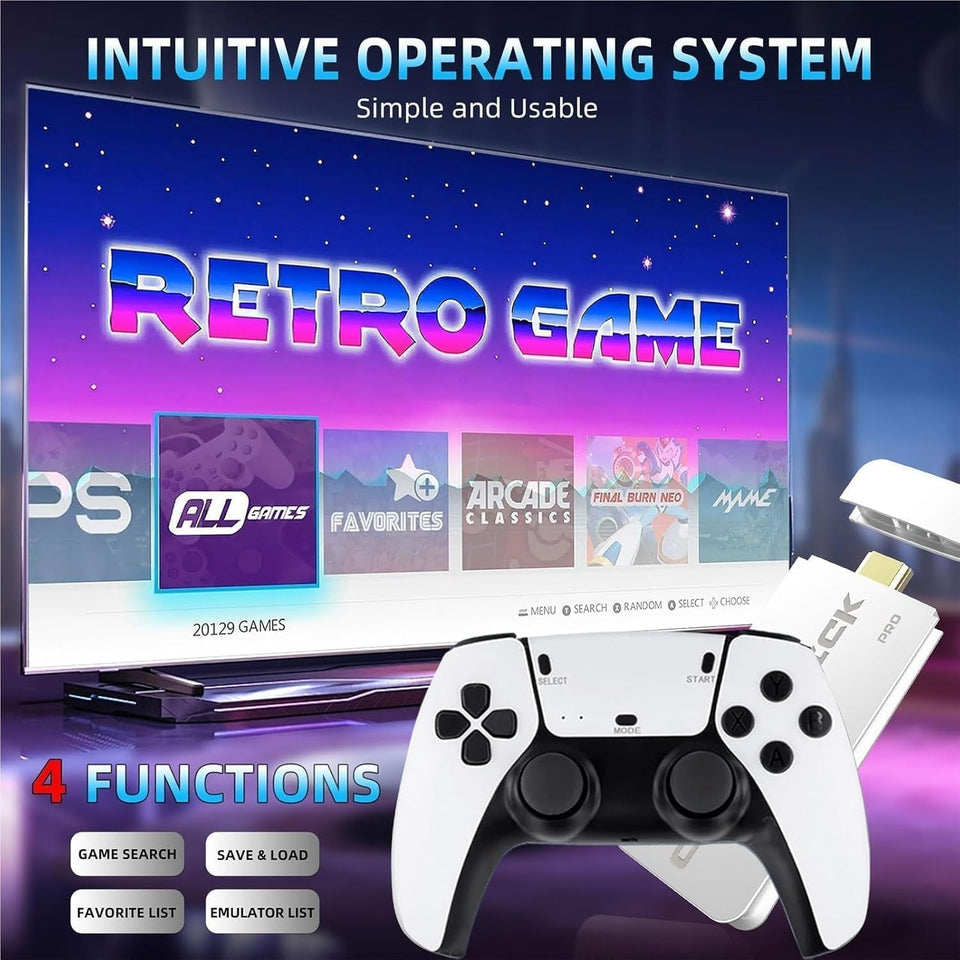 2025 New Retro Gaming Stick – Plug & Play Retro Gaming Console with 21500+ Classic Video Games, 4K HDMI Game Stick, Upgraded Wireless Controllers, Video Game Console for TV (Standard Edition)