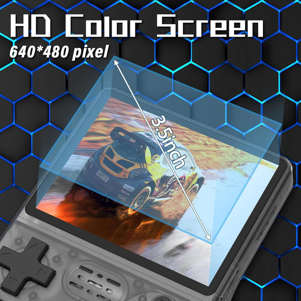 FHYRGF[30000 in 1 R40S PRO Handheld Game Console 3.5 inch IPS Screen Mini Retro Console 3800mAh Portable Pocket Arcade 12+ Mainstream Emulator 256G TF Card Transparent.(Black)