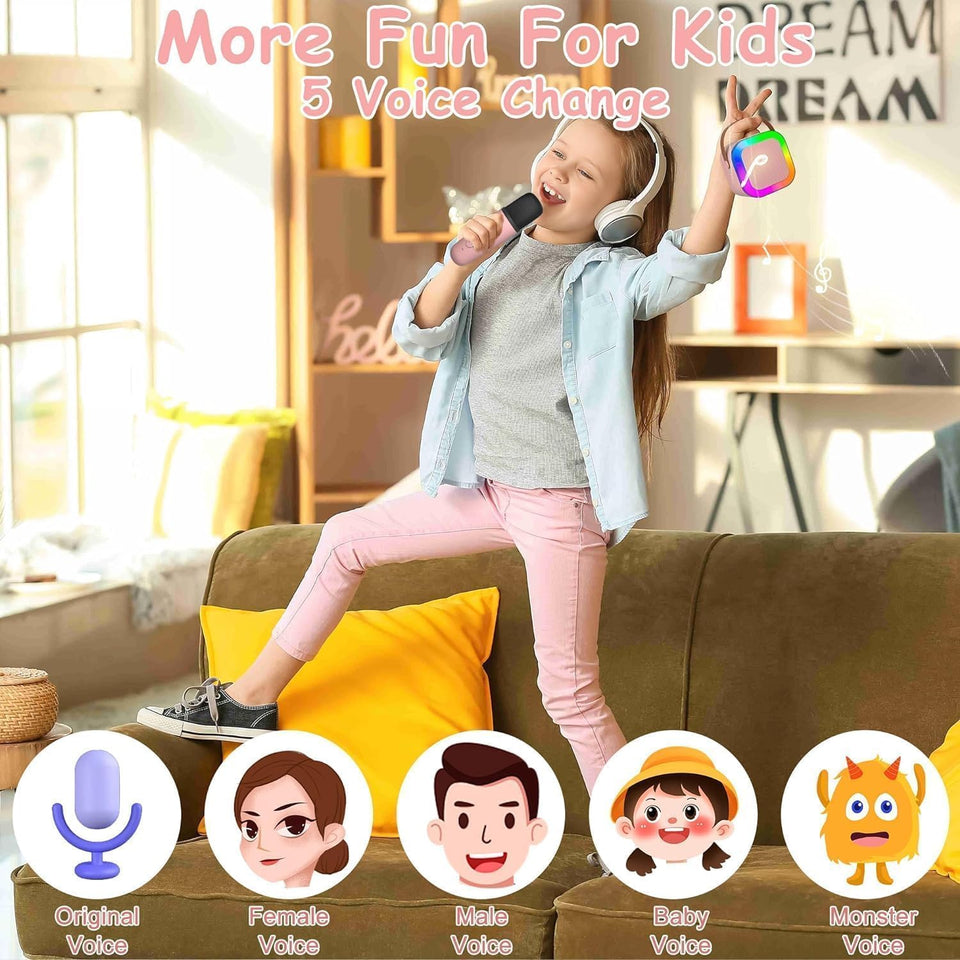 VARNI Fashion Nail Drill Kids Adults with Wireless Mics Portable Karaoke Bluetooth Speaker & Dynamic Lights Birthday Gift for Girls, Boys & Toddlers Ages 4,5,6,7,8,9,10,12+ Year Old (Multi)