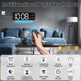 oviouit 16.2" Digital Wall Clock with Remote Control, Large Display, LED Clock for Living Room, Bedroom, Auto-Dimming, 9 Color Night Light, Auto DST, Date, Week, Temperature (Rectangle-Orange)