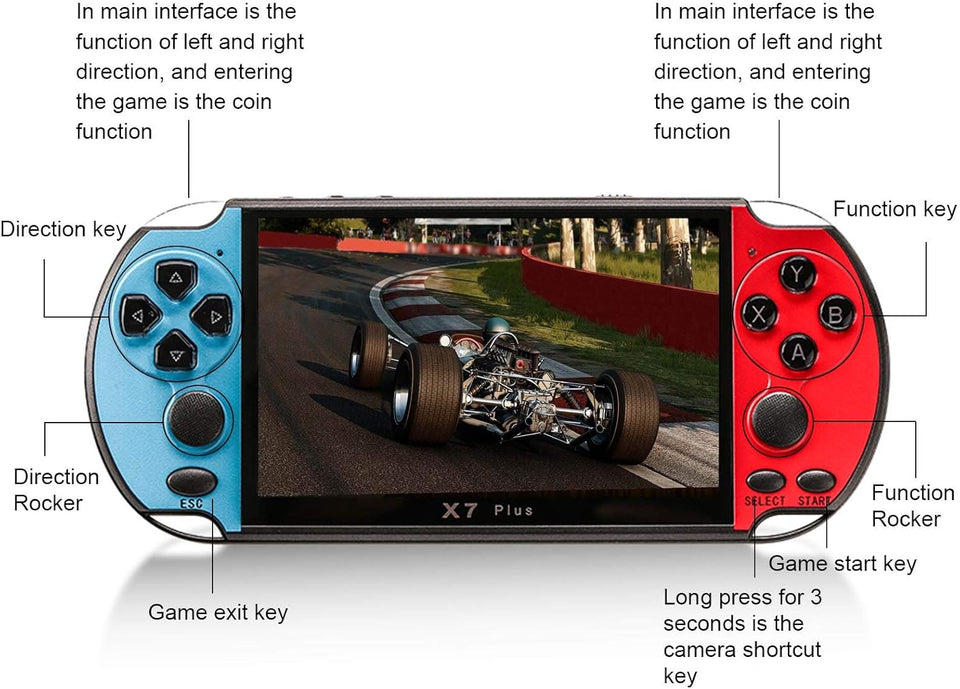 lilistore 5.1inch X7 Plus Video Game Console Handheld Game Players Double Rocker 8GB Memory Built in 1000 Games MP5 Game Controller