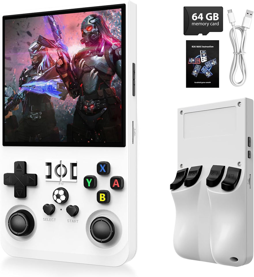 xiskt Portable Handheld Video Games with 64 GB Internal Memory and 18,000+ Classic Games, Portable Video Game Console with Linux System, 4.0 Inch IPS Screen, 4000 mAh Battery