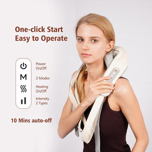 Cordless Neck & Shoulder Massager with Heat - 6D Deep Kneading for Neck, Shoulder, Back, Waist & Leg Use - Near Silent - Gifts for Women & Men